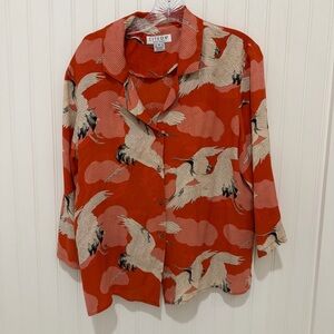 Citron Santa Monica Orange Crane Asian  Shirt M